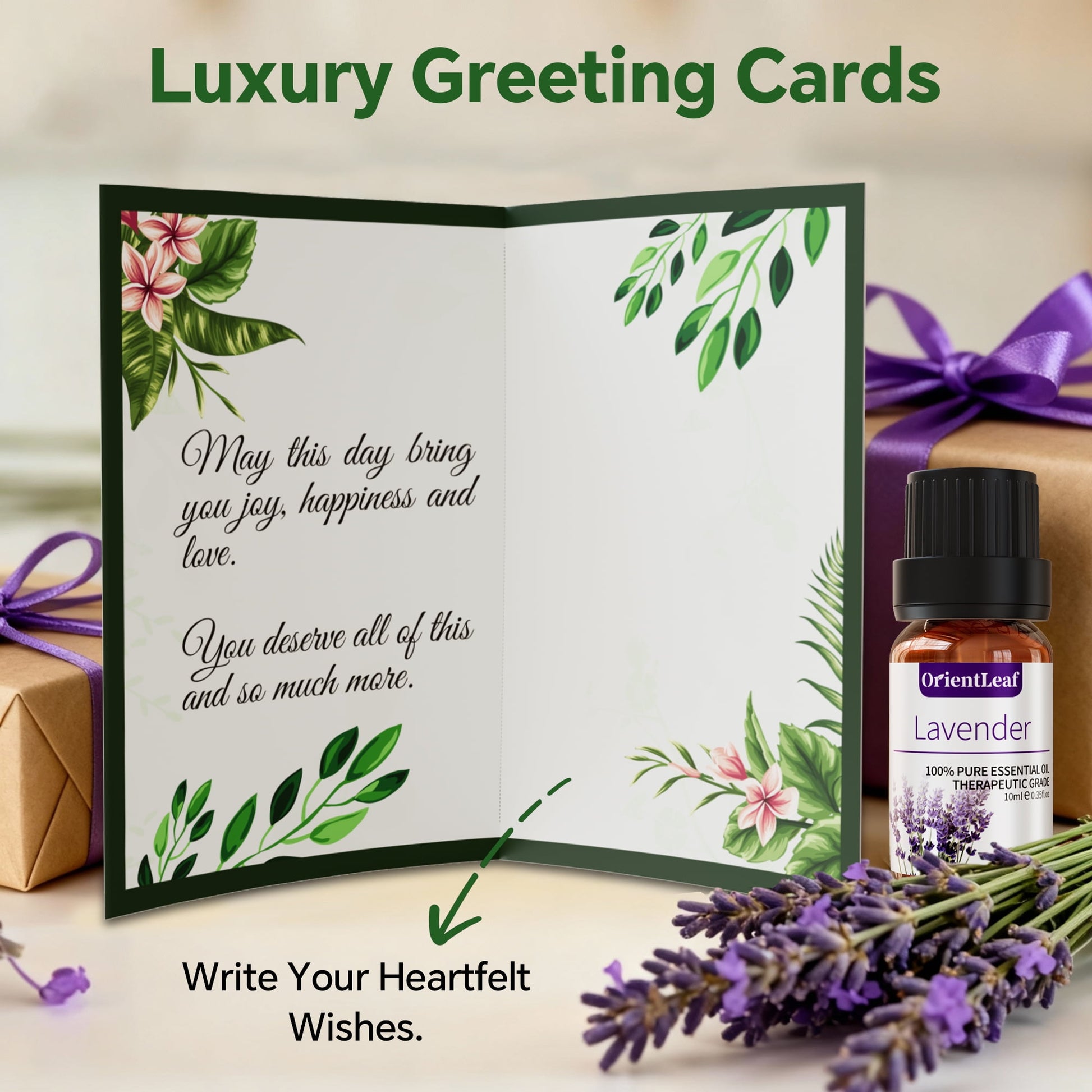Essential Oils Set with Greeting Card, 100% Pure Essential Oil Gift Set for Essential Oil Diffuser, Aromatherapy, Sleep, Massage & DIY
