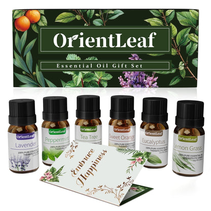 Essential Oils Set with Greeting Card, 100% Pure Essential Oil Gift Set for Essential Oil Diffuser, Aromatherapy, Sleep, Massage & DIY