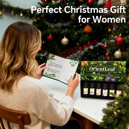 Essential Oils Set with Greeting Card, 100% Pure Essential Oil Gift Set for Essential Oil Diffuser, Aromatherapy, Sleep, Massage & DIY
