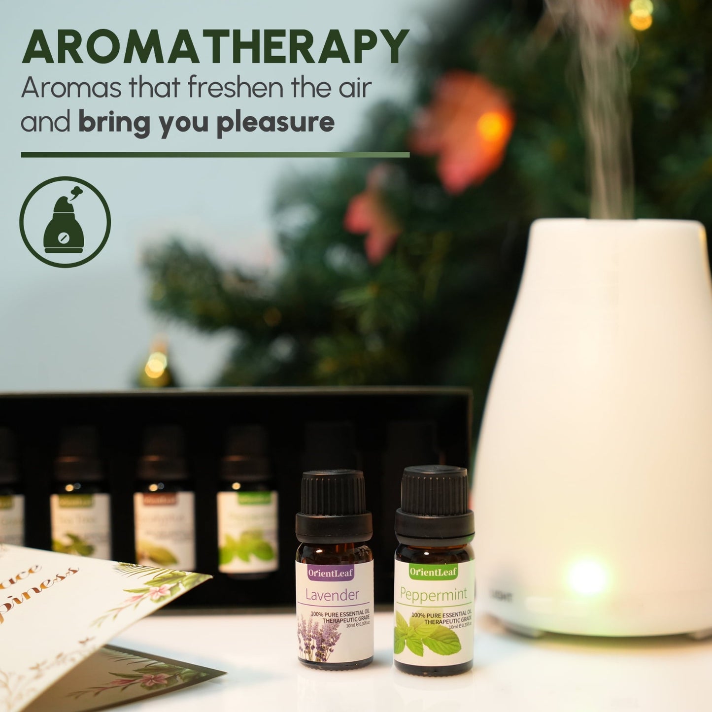 Essential Oils Set with Greeting Card, 100% Pure Essential Oil Gift Set for Essential Oil Diffuser, Aromatherapy, Sleep, Massage & DIY